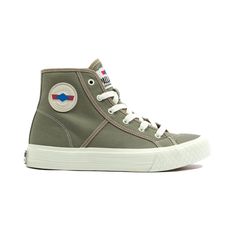 Palladium Palla Louvel High Tops Men\'s Sneakers Olive | UK Q184-KQT